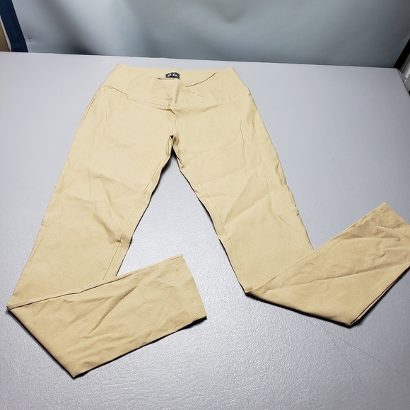 dots tan pull on stretchy skinny pants juniors size 3/4 - Picture 1 of 11